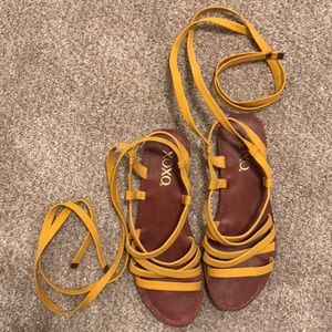 Strappy mustard yellow sandals